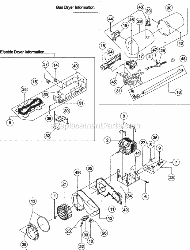 BLOWER - HEATER - MOTOR Diagram and Parts List for MDE9700AYW  Maytag Dryer