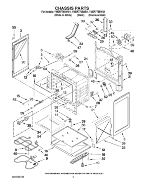 03 - CHASSIS PARTS Diagram and Parts List for YMER7765WS1  Maytag Range