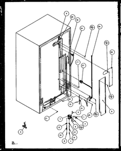 Cabinet Back Diagram and Parts List for SQD25MB3W-P1153404WW  Amana Refrigerator