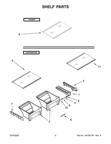 Shelf Parts Diagram and Parts List for ART318FFDW08  Amana Refrigerator