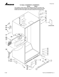 Cabinet Parts Diagram and Parts List for AC2228HEKW13  Amana Refrigerator