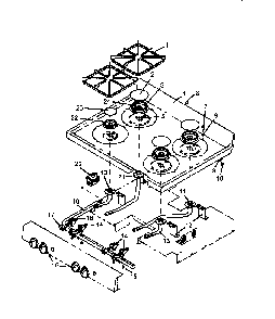 Main Top Assembly Diagram and Parts List for AGS730W-P1141263NW  Amana Range