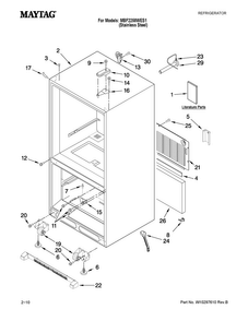 Cabinet Parts Diagram and Parts List for MBF2258WES1  Maytag Refrigerator