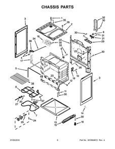 Chassis Parts Diagram and Parts List for YACR4503SFS0  Amana Range