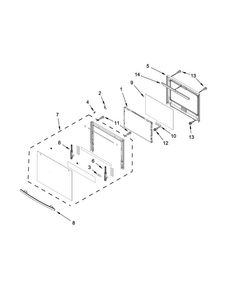Upper Oven Door Parts Diagram and Parts List for JJW2830DB01  Jenn-Air Wall Oven