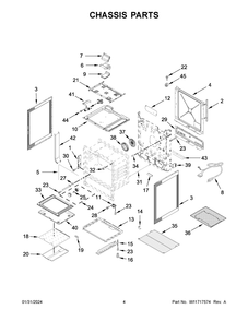 Chassis Parts Diagram and Parts List for MGS8800PZ1  Maytag Range