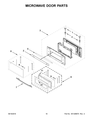 Microwave Door Parts Diagram and Parts List for JMW2430DB03  Maytag Microwave Oven Combo