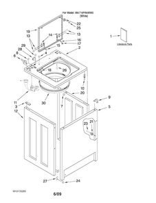 Top And Cabinet Parts Diagram and Parts List for MAT14PRAWW0  Maytag Washer