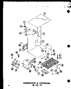 Compressor & Condenser 16 Cu. Ft. Diagram and Parts List for TC18B-P73500-7W  Amana Refrigerator