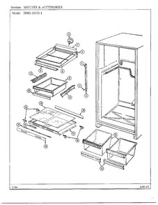 Shelves And Accessories Diagram and Parts List for 19153-1  Admiral Refrigerator