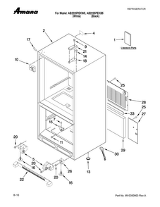 Cabinet Parts Diagram and Parts List for AB2225PEKW5  Amana Refrigerator