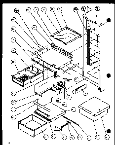 Refrigerator Shelving And Drawers Diagram and Parts List for SBD20H-P7836031W  Amana Refrigerator