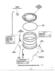 Outer Tub/cover And Pressure Hose Diagram and Parts List for 6497-LW-9203  Amana Washer