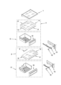 Refrigerator Shelf Parts Diagram and Parts List for JS48SEDUDB01  Jenn-Air Refrigerator