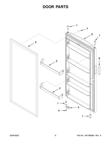 Door Parts Diagram and Parts List for AZF33X18DW06  Amana Freezer