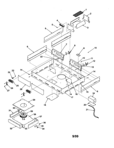Cavity Diagram and Parts List for AKED3050E-P1131765NE  Amana Cooktop