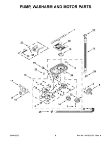 Pump, Washarm And Motor Parts Diagram and Parts List for MDB9979SKZ1  Maytag Dishwasher