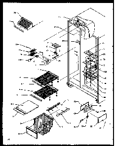 Freezer Shelving And Refrigerator Light Diagram and Parts List for SXD22NW-P1162405WW  Amana Refrigerator