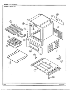 Oven/base Diagram and Parts List for DF251300  Magic Chef Range