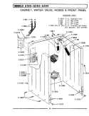 CABINET, WATER VALVE, HOSES & FRNT PANEL Diagram and Parts List for A105  Maytag Washer