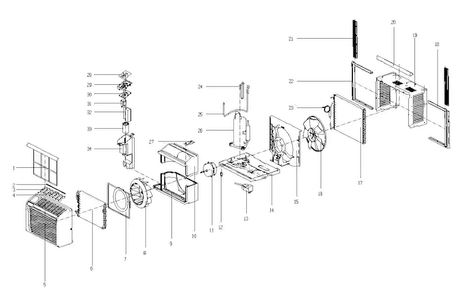 Cabinet Parts Diagram and Parts List for AW-05CM1FLU  Admiral Air Conditioner