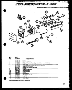 Compact Ice Maker Diagram and Parts List for 36531W-P1121901WW  Amana Refrigerator