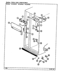 Fresh Food Compartment Diagram and Parts List for RC224PDK DS33A Magic Chef Refrigerator