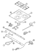 MAIN TOP & BURNER ASSEMBLY Diagram and Parts List for 16RB-3B  Magic Chef Range