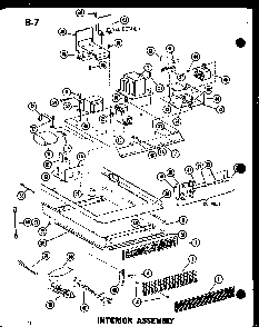 Interior Assembly Diagram and Parts List for RC-10S P73829-1M Amana Microwave