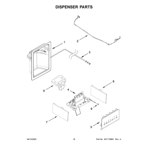 Dispenser Parts Diagram and Parts List for MRSF4036PW02  Maytag Refrigerator