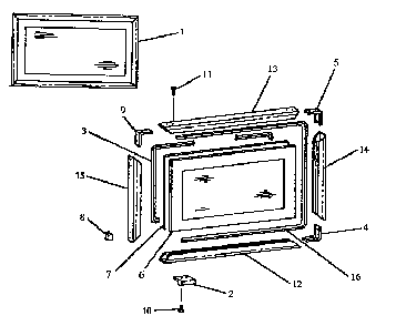 Upper Oven Door Diagram and Parts List for EST3992W P1132643NW Caloric Range