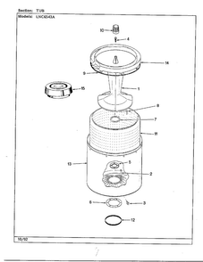 Tub Diagram and Parts List for 6543A  Norge Washer