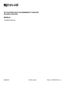 Cover Sheet Diagram and Parts List for JID4436ES0  Jenn-Air Cooktop