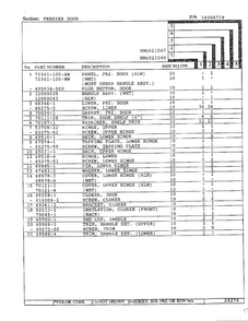 Freezer Door Page 2 Diagram and Parts List for 52154  Admiral Refrigerator