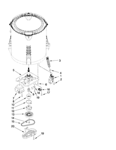 Gearcase, Motor And Pump Parts Diagram and Parts List for NTW4650YQ0  Amana Washer