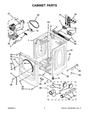 03 - Cabinet Parts Diagram and Parts List for YMED9000YR0  Maytag Dryer