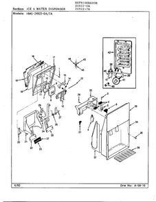 Ice And Water Dispenser Diagram and Parts List for 24922-7A  Admiral Refrigerator