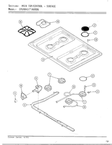 Main Top/control-surface Diagram and Parts List for CPG9841(*)689DQ  Hardwick Range