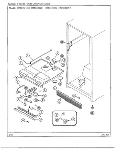 Fresh Food Compartment Diagram and Parts List for HMG321267  Admiral Refrigerator