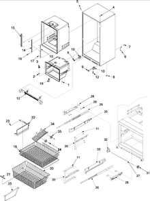 Interior Cabinet & Freezer Shelving Diagram and Parts List for ABB2522FES0  Amana Refrigerator