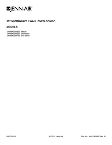 Cover Sheet Diagram and Parts List for JMW3430WB03  Jenn-Air Microwave