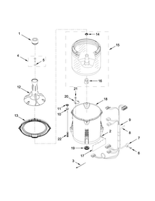Basket And Tub Parts Diagram and Parts List for 4KMVWC130EQ0  Maytag Washer