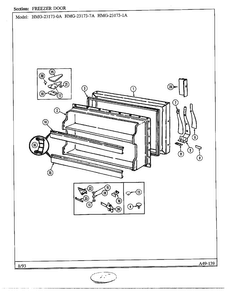 Freezer Door Diagram and Parts List for 23173-0A  Admiral Refrigerator