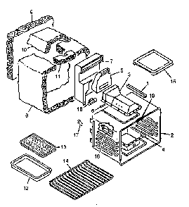 Oven Interior Diagram and Parts List for RST308U-P1130727NW  Caloric Range