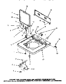 Cabinet Top, Loading Door & Control Hood Rear Panel Diagram and Parts List for LW8463W2 PLW8463W2A Amana Washer