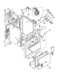 Cabinet Parts Diagram and Parts List for 4GMEDC300YW0  Maytag Dryer