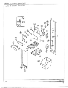 Freezer Compartment Diagram and Parts List for HMG621267  Admiral Refrigerator