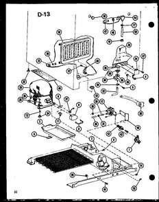 Drain/compressor Cover Diagram and Parts List for SLDI22F-1-P75400-14W  Amana Refrigerator