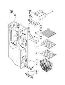 Freezer Liner Parts Diagram and Parts List for MSD2559XEM04  Maytag Refrigerator