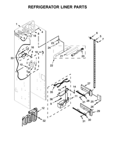 Refrigerator Liner Parts Diagram and Parts List for JS42PPDUDE01  Jenn-Air Refrigerator